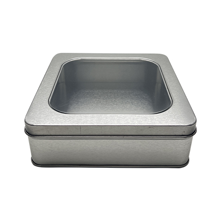 Squre tin box with window lid