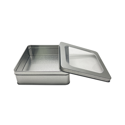 Squre tin box with window lid