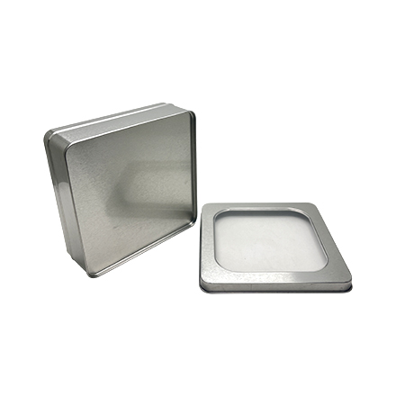 Squre tin box with window lid